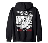 PRO Democracy Needs Your Courage No Kings USA Resist Fascism Felpa con Cappuccio