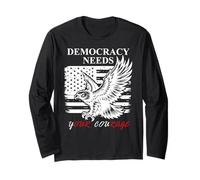 PRO Democracy Needs Your Courage No Kings USA Resist Fascism Maglia a Manica
