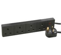 PRO ELEC - Cavo di prolunga a 4 vie con neon, 1 m nero