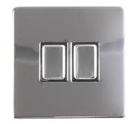PRO ELEC - Interruttore luce senza viti, 2 Gang, 2 vie, 10AX, cromo lucido