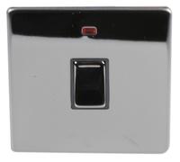 PRO ELEC - Interruttore senza viti con Neon, 1 Gang, 20A, nichel nero