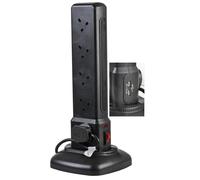 PRO ELEC - Prolunga a torre commutata a 10 vie con USB, 2 m nero