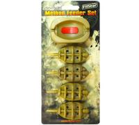 PRO FILSTAR Method Feeder In linea Set 4 + 1 - Accessori Pesca Carpa - Pasturatori Feeder Piato 15/20/25/35 g - Kit Pesca per Pellet & Boiles con Girelle da Pesca - Carpfishing - Accessori Pesca Fondo