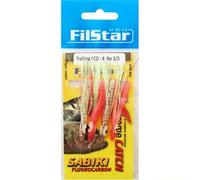 PRO FILSTAR Sabiki Octopus Rig - Set di 4 Ami da Pesca N3/0 - Filo da Pesca Fluorocarbon DIA 0,50mm - Esche Artificiali con Polpo 50mm - Esche da Pesca Mare per Sgombro - Pesca Accessori - Kit Pesca