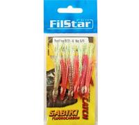 PRO FILSTAR Sabiki Octopus Rig - Set di 6 Ami da Pesca N3/0 - Filo da Pesca Fluorocarbon DIA 0,50mm - Esche Artificiali con Polpo 50mm - Esche da Pesca Mare per Sgombro - Pesca Accessori - Kit Pesca