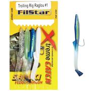 PRO FILSTAR Sabiki Trolling Rig Raglou - 4 ami da pesca N1 - Fluorocarbonio DIA0,40 mm - Esca per aringhe - Sgombro & pesca in mare - Sgombro & Blue Fish