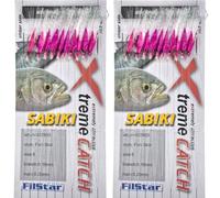 PRO FILSTAR Set di 2 Sabiki Pelle di Pesce Rig - Set 10 Ami da Pesca N8 - Filo da Pesca Fluorocarbon DIA0,25mm - Fish Skin - Esche Artificiali - Esche da Pesca Mare per Sgombro - Pesca Accessori - Kit