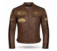 PRO FUTURE Giubbotto Moto in pelle da Uomo ASPIDEX Vintage Custom & Café Race Stile Harley (XXL, MARRONE)