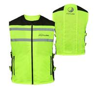 PRO FUTURE Nuovo Uomo Gilet Alta Visibilità Catarifrangente Fluo Sicurezza Moto Auto Bici Fluo (IT, Testo, XXL, Regular, Regular, GIALLO FLUO)