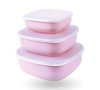 Pro Home Contenitori salvafreschezza con coperchio, set da 3 (500 ml - 1,5 l), colore rosa, adatti al microonde e alla lavastoviglie, adatti al congelamento, contenitori per alimenti