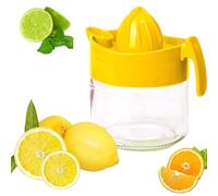 Pro Home Spremiagrumi manuale da 300 ml, per arancia, agrumi, limone, lime, frutta, con brocca di vetro, spremi a mano (giallo, 300 ml)