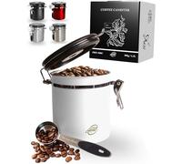 Pro@Home43® - Barattolo caffe ermetico 500g - Bianco - Contenitore per caffè in grani in acciaio inox 1,5L con funzione di calendario, incl. cucchiaio dosatore, fornito in confezione regalo
