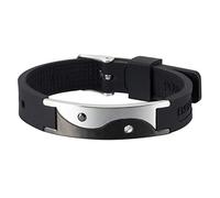 Pro Ionen, bracciale magnetico Yin Yang Ion Power in silicone TAO Design Energetix 4you 2372 con cristalli Swarovski Elements, 15-23 cm