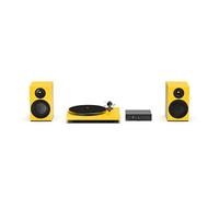 Pro-Ject Colourful Audio System E, True Analog HiFi Stereo System, set Hi-Fi tutto in uno tra cui giradischi Debut E, amplificatore integrato e cassa altoparlante 5E Carbon (giallo oro satinato)