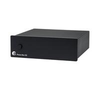 Pro-Ject Phono Box S2, preamplificatore phono MM/MC, nero | Impedenza e capacità commutabili, 4 livelli di guadagno, filtro subsonico, Dual Mono, custodia sandwich alluminio/metallo