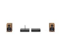 Pro-Ject Stereo Set E CD, set hi-fi con lettore CD, nero/noce | Set hi-fi per iniziare con amplificatore, lettore CD e due micro diffusori, con cavo per diffusori e cavo RCA