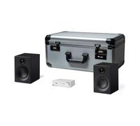 Pro-Ject Travel Set, mini sistema hi-fi con flight case, argento/nero | Set hi-fi compatto in flight case da bagaglio a mano: amplificatore Bluetooth, due diffusori, cavo, piedini assorbenti