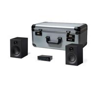 Pro-Ject Travel Set, mini sistema hi-fi con flight case, nero/nero | Set hi-fi compatto in flight case da bagaglio a mano: amplificatore Bluetooth, due diffusori, cavo, piedini assorbenti
