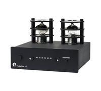 Pro-Ject Tube Box S2, preamplificatore phono a valvole MM/MC, nero | MM e MC, 2 x ECC83 sostituibili, completamente discreto senza OpAmp, dual mono, custodia sandwich alluminio/metallo