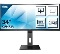 AOC CU34P2a - Monitor Curvo da 34 pollici (HDMI, DisplayPort, hub USB, 3440 x 1440 px, 100 Hz, FreeSync), Nero