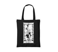 PRO' line Dshirt14 Borsa Shopper Tote Bag Tarot De Marseille Le Pendu - Tarocchi L'appeso in Cotone Bio - Earthpositive & Vegan Approved (BLACK)