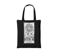 PRO' line DSHIRT14 Borsa Shopper Tote Bag Tarot De Marseille Le Soleil - Tarocchi Il Sole in Cotone Bio - Earthpositive & Vegan Approved - Handmade (BLACK)