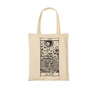 PRO' line DSHIRT14 Borsa Tarocchi La Luna, Shopper Tote Bag Tarot De Marseille La Lune - Cotone Biologico - Earthpositive & Vegan Approved - Borsa artigianale grafica Tarocchi di Marsiglia (NATURAL)