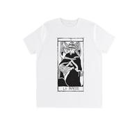 PRO' line Dshirt14 T-Shirt Donna Tarot De Marseille La Papesse - Tarocchi La papessa in Cotone Bio - Earthpositive & Vegan Approved - Handmade (IT, Testo, XS, Regular, Regular, White)