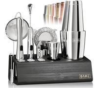 Pro Mixology Bartender Set Bar Kit | Set da 14 pezzi Boston Cocktail Shaker | Strumenti professionali per la miscelazione di baristi a casa | Biglietti di ricette con supporto in bambù | Set regalo