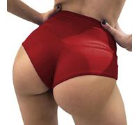 Pro - Pantaloncini da donna, taglia S, tinta unita, snelli, per la pancia, per lo sport, per il tempo libero, da uomo, stile retrò, Colore: rosso, L
