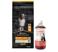 PRO PLAN Light Sterilised All Sizes Alimento per cani adulti ricco di pollo 14 kg & LAB V Olio di Salmone per cani e gatti 1000ml