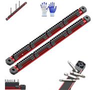 Pro-Series - Organizer magnetico in alluminio per punte esagonali, 40 slot da 6,35 mm, supporto scorrevole resistente, presa magnetica ad alta resistenza, compatto, facile da riporre e da usare in