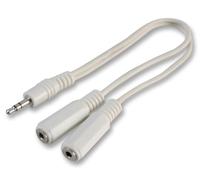 Pro Signal Adattatore Jack Stereo 3.5mm a 2 Prese Splitter, Bianco, 0.2m
