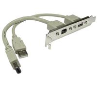 PRO SIGNAL - Presa USB 2.0 A + 6 pin FireWire femmina su staffa, 0,13 m