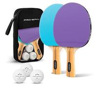 PRO SPIN Ping Pong Set da Tavolo di Alta qualità - Racchette Ping-pong, Palline Ping Pong a 3 Stelle, Custodia Compatta - Gioco da Interni o Esterni (Set da 2 Giocatori, Viola/Blu)