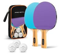 PRO-SPIN Racchetta Ping Pong | Set Professionale con Racchette da Tennis da Tavolo Premium, Palline Ping Pong 3 Stelle e Custodia | Per uso interno ed esterno (Blu | Viola, Set da 2 giocatori)
