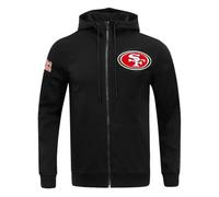 PRO Standard Felpa con Cappuccio da Uomo NFL San Francisco 49Ers in ciniglia Classica con Zip Intera, Nera, M