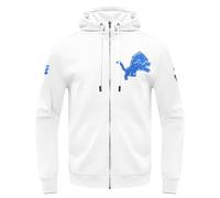 PRO Standard Felpa da Uomo NFL Detroit Lions Classica in ciniglia con Cappuccio e Zip Intera, Bianco, XL