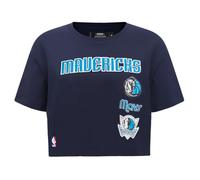 PRO Standard Maglietta da Donna NBA Dallas Mavericks Classica in ciniglia a Maniche Corte Boxy Blu Reale XS