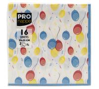 Pro Tablecloth - Ref 62340i - 16 Wadding Napkins 33 x 33 cm - 2 Ply - Balloons N