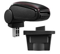 Bracciolo Centrale - Poggiabraccio con vano portaoggetti - Imbottito - in Similpelle - Nero con Cucitura Rossa