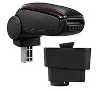 Bracciolo Centrale - Poggiabraccio con vano portaoggetti - Imbottito - in Similpelle - Nero con Cucitura Rossa