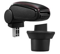 Bracciolo Centrale - Poggiabraccio con vano portaoggetti - Imbottito - in Similpelle - Nero con Cucitura Rossa