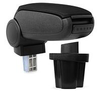 pro.tec Bracciolo Centrale - Poggiabraccio con vano portaoggetti - Imbottito - in Tessuto - Nero