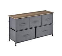 pro.tec Cassettiera Mobiletto con 5 Cassetti in Tessuto 55 x 100 x 29 cm Organizzatore Comò con Piano in MDF - Grigio