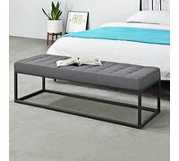 pro.tec Panca per Interni Rivestimento in Tessuto Ottomana Imbottita Trapuntata per Camera da Letto Ingresso Bar Panchina Fondoletto a 2 Posti di Seduta 120x40x38 cm Grigio