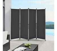 pro.tec Paravento a 4 Pannelli da Esterno e Interno Parete Divisorio Separè con Telaio in Acciaio Struttura Pieghevole Schermo Separatore (AxL) 170x215 cm - Nero