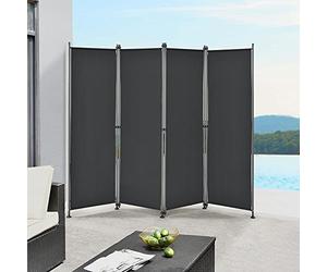 pro.tec Paravento a 4 Pannelli da Esterno e Interno Parete Divisorio Separè con Telaio in Acciaio Struttura Pieghevole Schermo Separatore (AxL) 170x215 cm - Nero