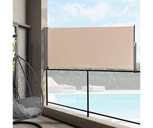 pro.tec Paravento Estraibile 120x300 cm Frangivento in Tessuto per Balcone Schermo Solare Verticale Barriera Privacy - color Sabbia