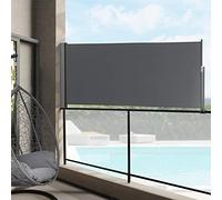 pro.tec Paravento Estraibile 140x300 cm Frangivento in Tessuto per Balcone Schermo Solare Verticale Barriera Privacy - Grigio